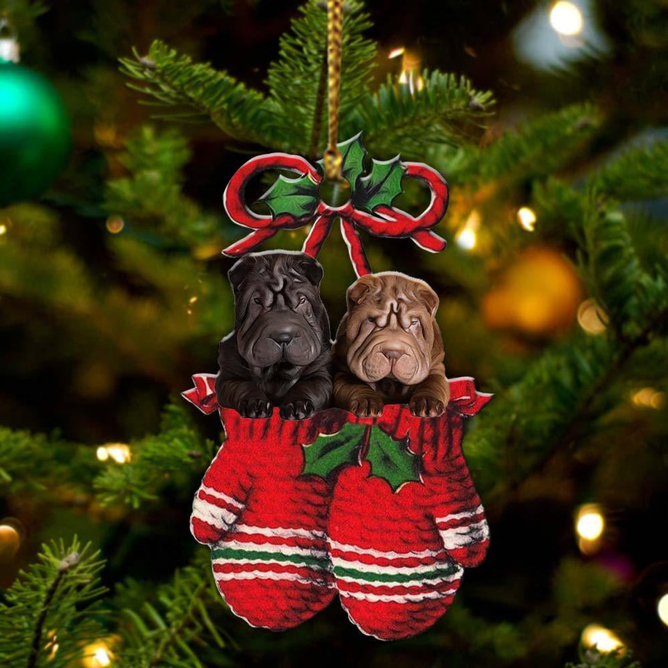 Ornament- Shar Pei Inside Your Gloves Christmas Holiday-Two Sided Ornament, Christmas Ornament, Car Ornament