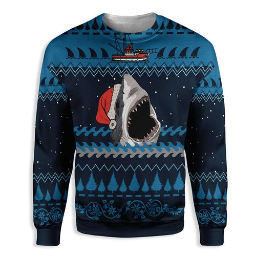 Shark And Xmas Ugly Christmas Sweater 