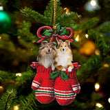 Ornament- Sheltie Inside Your Gloves Christmas Holiday-Two Sided Ornament, Christmas Ornament, Car Ornament