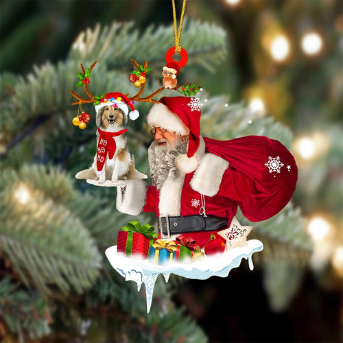 Shetland Sheepdog And Santa Claus Christmas Ornament Godmerch