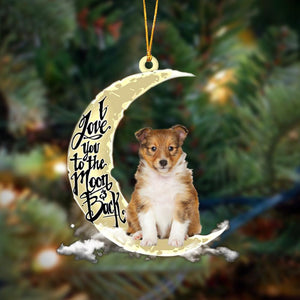 Godmerch- Shetland Sheepdog I Love You To The Moon And Back Hanging Ornament, Car Ornament, Christmas Ornament