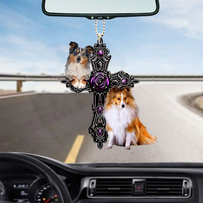 Shetland Sheepdog Pray For God Car Hanging Ornament Auto Ornament Godmerch