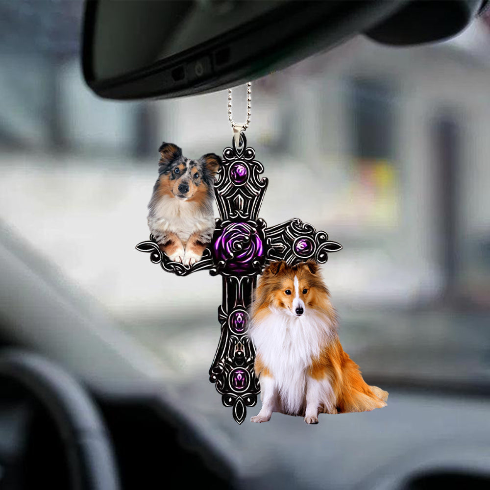 Shetland Sheepdog Pray For God Car Hanging Ornament Auto Ornament Godmerch