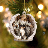 Shetland Sheepdog-Angel Hug Winter Love Two Sided Ornament