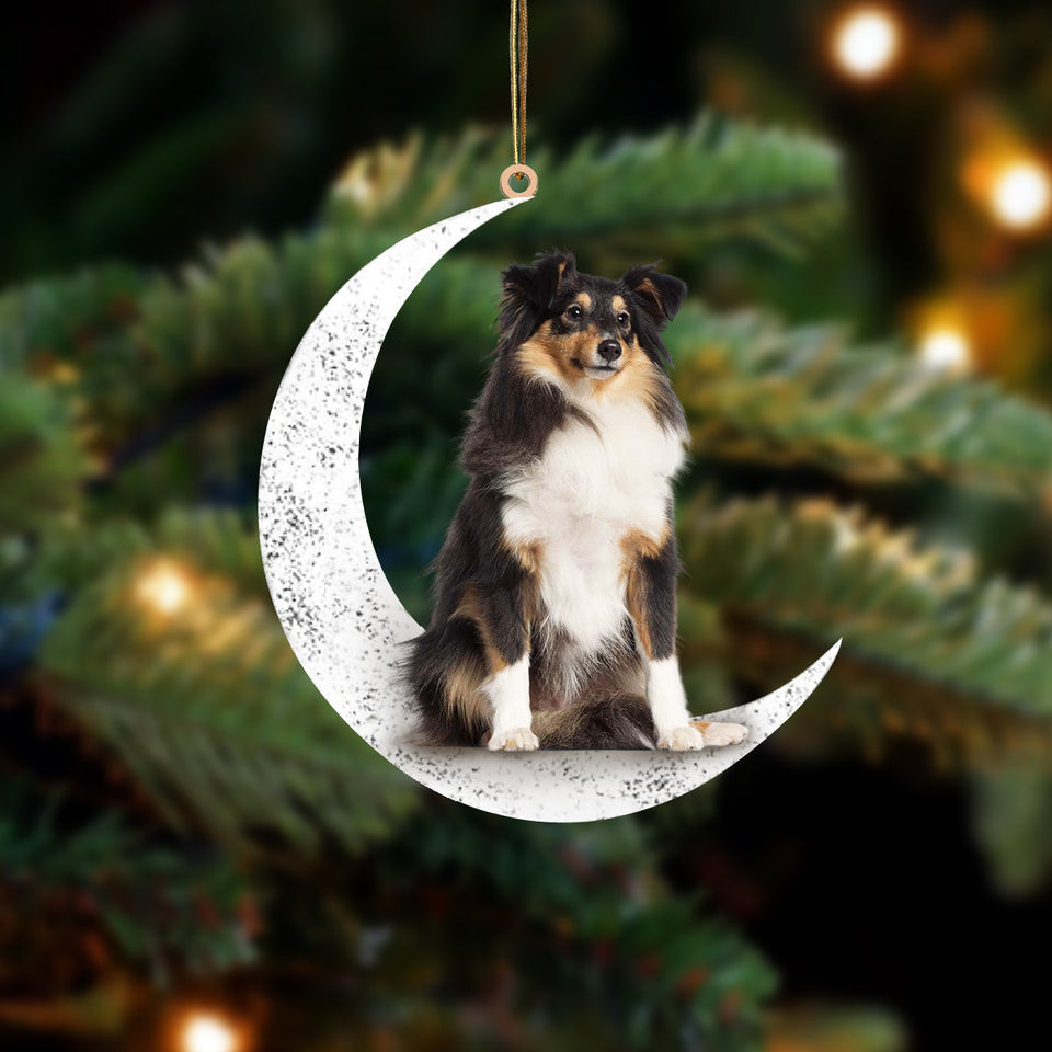 Shetland Sheepdog 2 Sit On The Moon Two Sided Ornament Dog Hanging Christmas Ornament