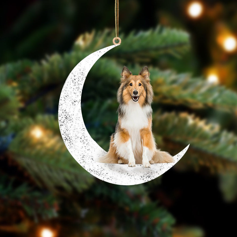 Shetland Sheepdog Sit On The Moon Two Sided Ornament Dog Hanging Christmas Ornament