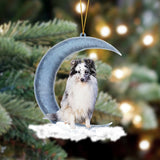 Godmerch- Ornament- Shetland Sheepdog Sits On The Moon Hanging Ornament Dog Ornament, Car Ornament, Christmas Ornament