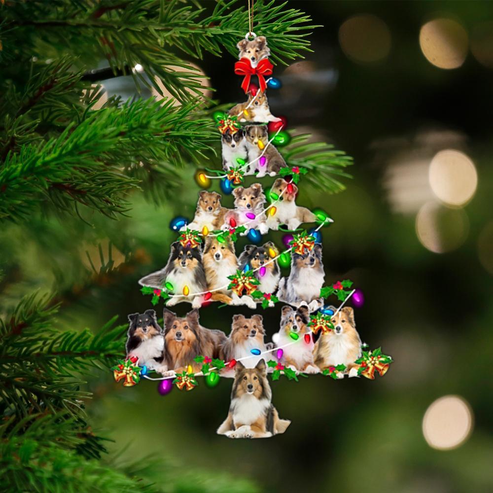 Shetland Sheepdog-Christmas Tree Lights-Two Sided Ornament