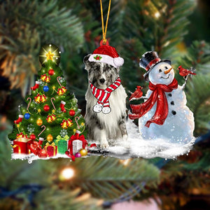 Godmerch- Ornament- Shetland Sheepdog Christmas Snow Hanging Ornament Dog Ornament, Car Ornament, Christmas Ornament