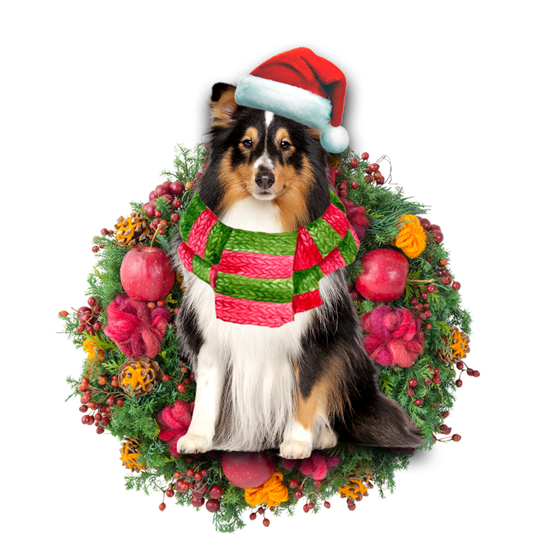 Godmerch- Ornament- Shetland Sheepdog Christmas Ornament, Happy Christmas Ornament, Car Ornament
