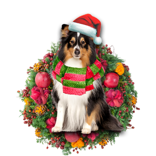 Godmerch- Ornament- Shetland Sheepdog Christmas Ornament, Happy Christmas Ornament, Car Ornament