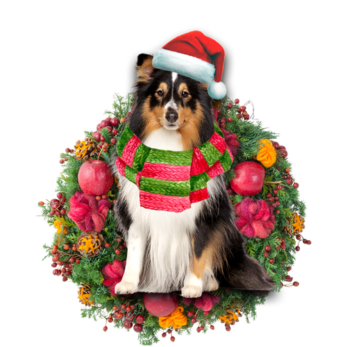 Godmerch- Ornament- Shetland Sheepdog Christmas Ornament, Happy Christmas Ornament, Car Ornament
