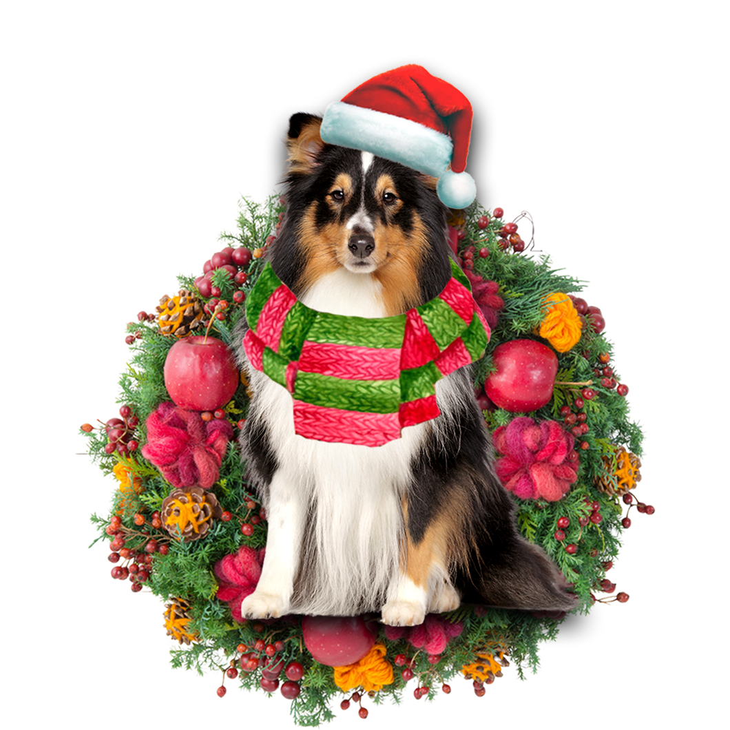 Godmerch- Ornament- Shetland Sheepdog Christmas Ornament, Happy Christmas Ornament, Car Ornament
