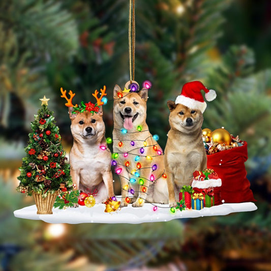 Godmerch- Ornament- Shiba Inu-Christmas Dog Friends Hanging Ornament, Happy Christmas Ornament, Car Ornament