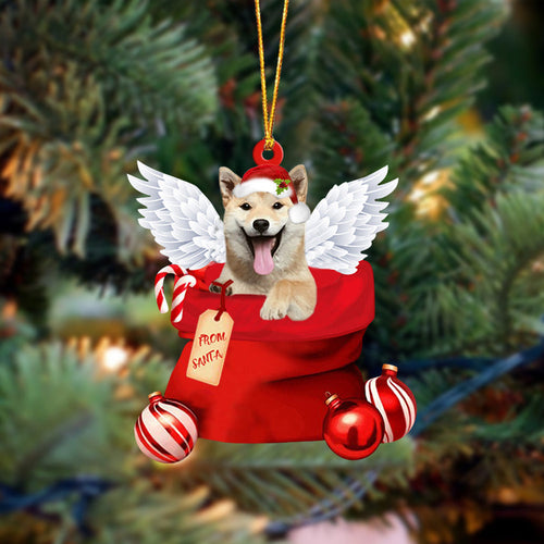 Shiba Inu06 Angel Gift From Santa Christmas Ornament, Dog Flat Acrylic Ornament