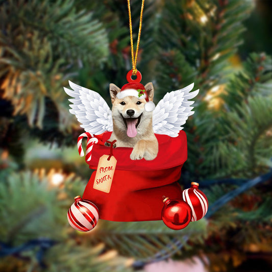 Shiba Inu06 Angel Gift From Santa Christmas Ornament, Dog Flat Acrylic Ornament