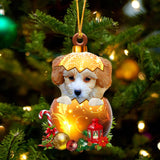 Shih Poo In Golden Egg Christmas Ornament