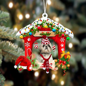 Godmerch- Ornament- Shih Tzu-Christmas House Two Sided Ornament, Happy Christmas Ornament, Car Ornament