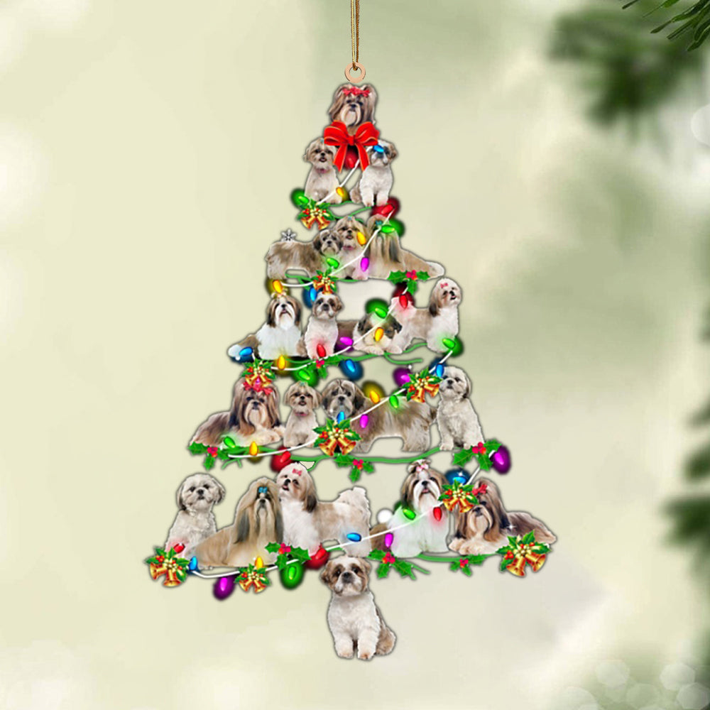 Godmerch- Ornament- Shih Tzu-Christmas Tree Lights-Two Sided Ornament, Happy Christmas Ornament, Car Ornament