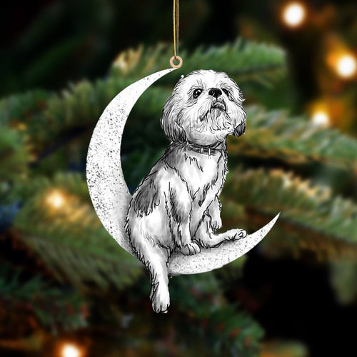 Shih Tzu Sit On The Moon Two Sided Ornament Dog Hanging Christmas Ornament