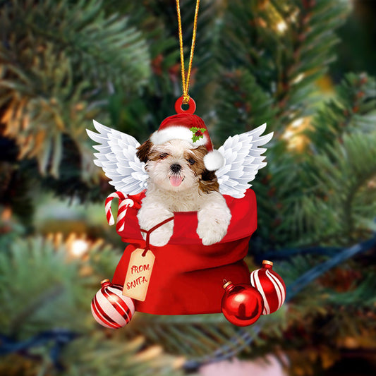 Shih Tzu01 Angel Gift From Santa Christmas Ornament, Dog Flat Acrylic Ornament