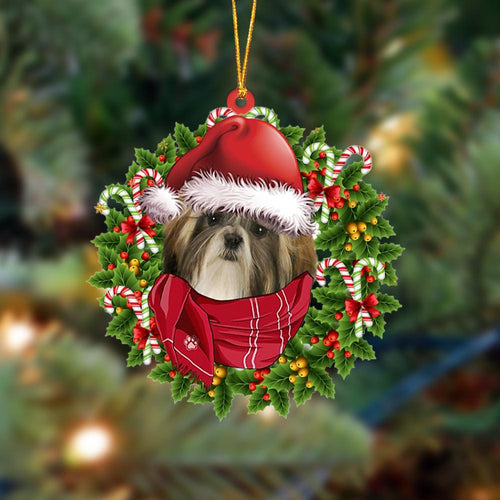 Godmerch- Ornament- Shih Tzu 1-Xmas Bandana Hanging Ornament, Happy Christmas Ornament, Car Ornament