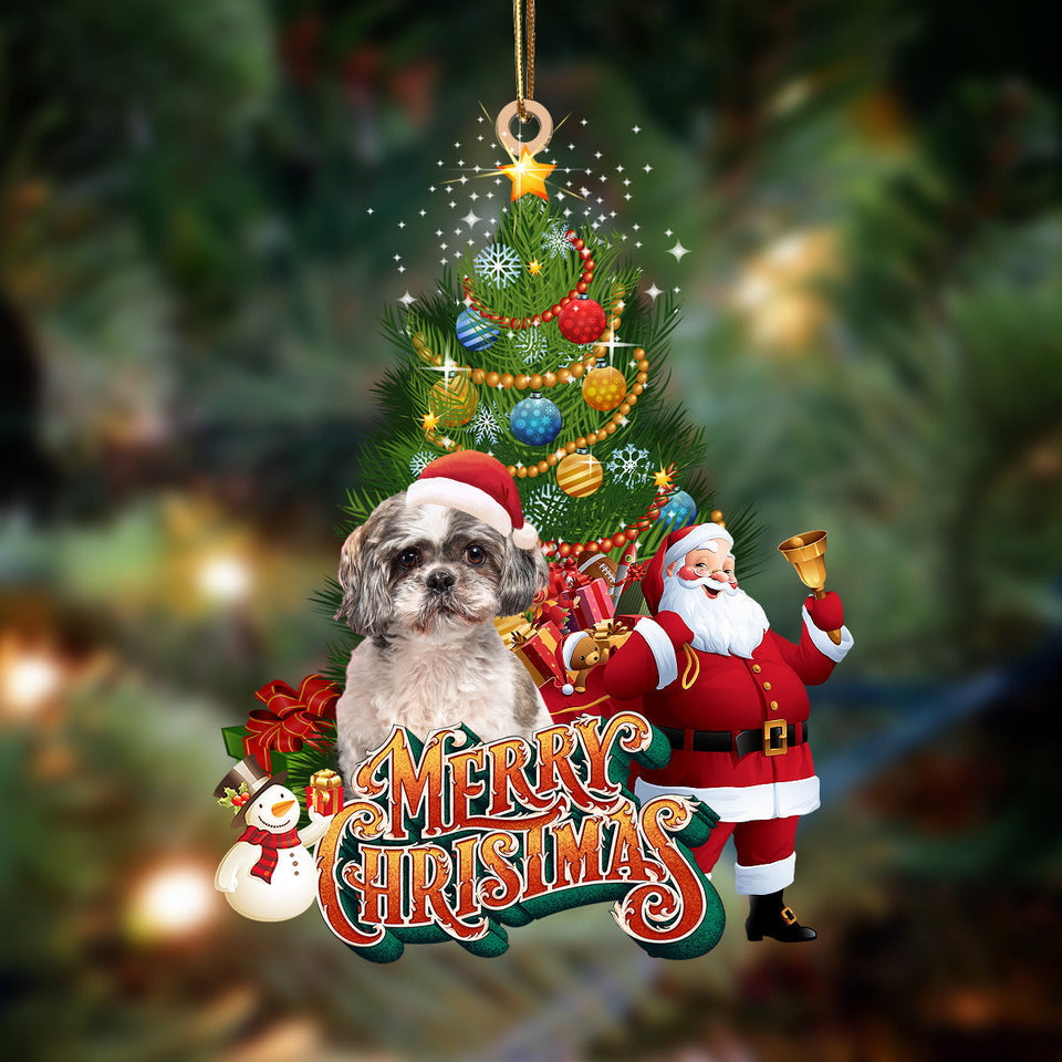 Godmerch- Ornament- Shih Tzu 2-Christmas Tree&Dog Hanging Ornament, Happy Christmas Ornament, Car Ornament