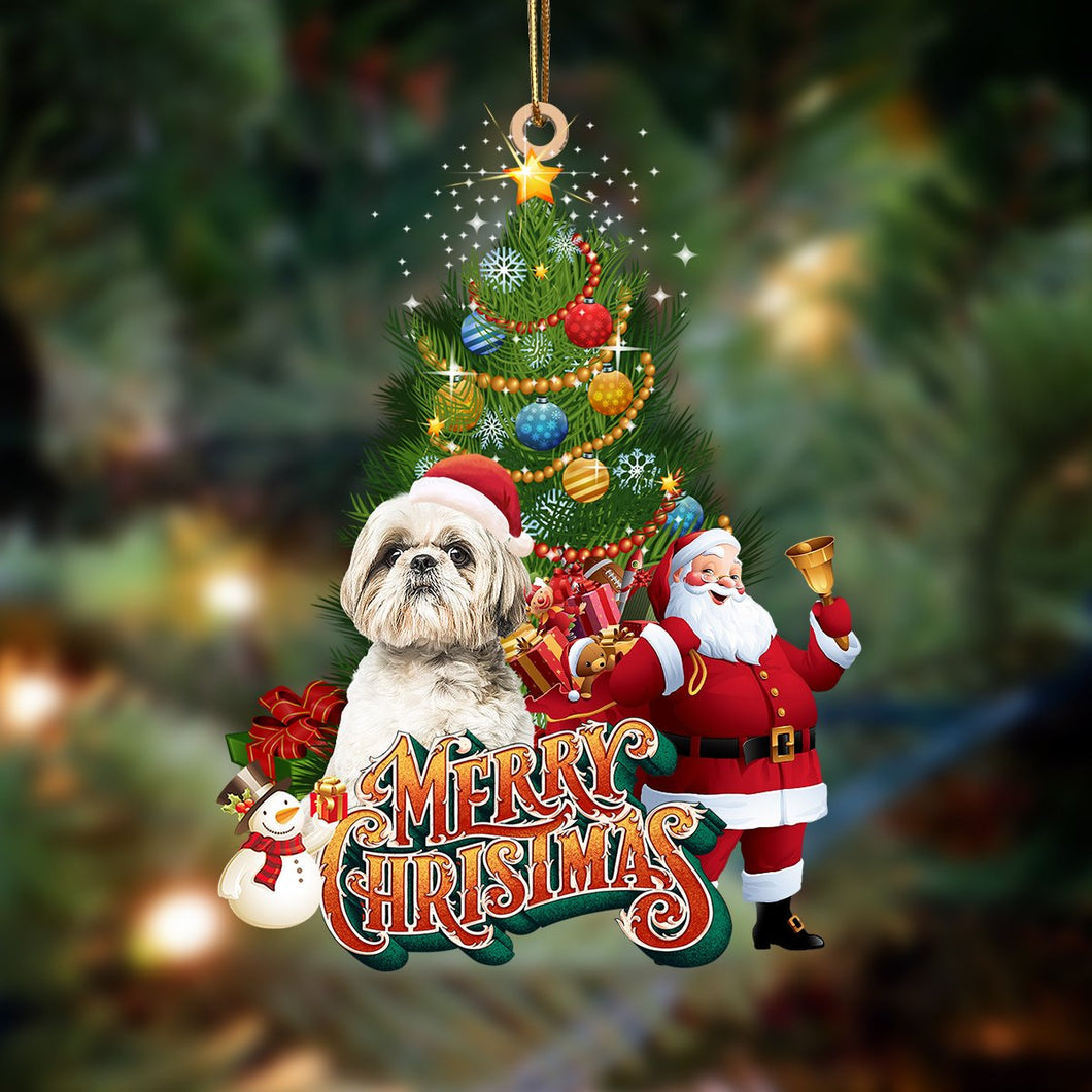 Godmerch- Ornament- Shih Tzu2-Christmas Tree&Dog Hanging Ornament, Happy Christmas Ornament, Car Ornament