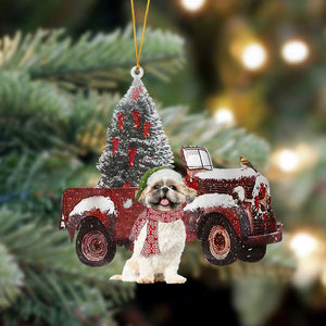Godmerch- Ornament- Shih Tzu 2-Christmas Truck Two Sided Ornament, Happy Christmas Ornament, Car Ornament