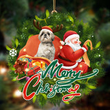 Godmerch- Ornament- Shih Tzu2-Santa & dog Hanging Ornament, Happy Christmas Ornament, Car Ornament
