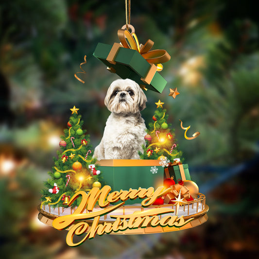 Godmerch- Ornament- Shih Tzu 2-Christmas Gifts&dogs Hanging Ornament, Happy Christmas Ornament, Car Ornament