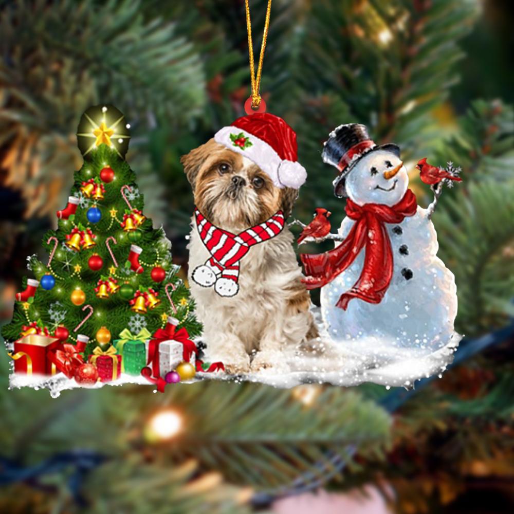 Godmerch- Ornament- Shih Tzu Christmas Snow Hanging Ornament Dog Ornament, Car Ornament, Christmas Ornament
