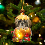 Shih Tzu. In Golden Egg Christmas Ornament