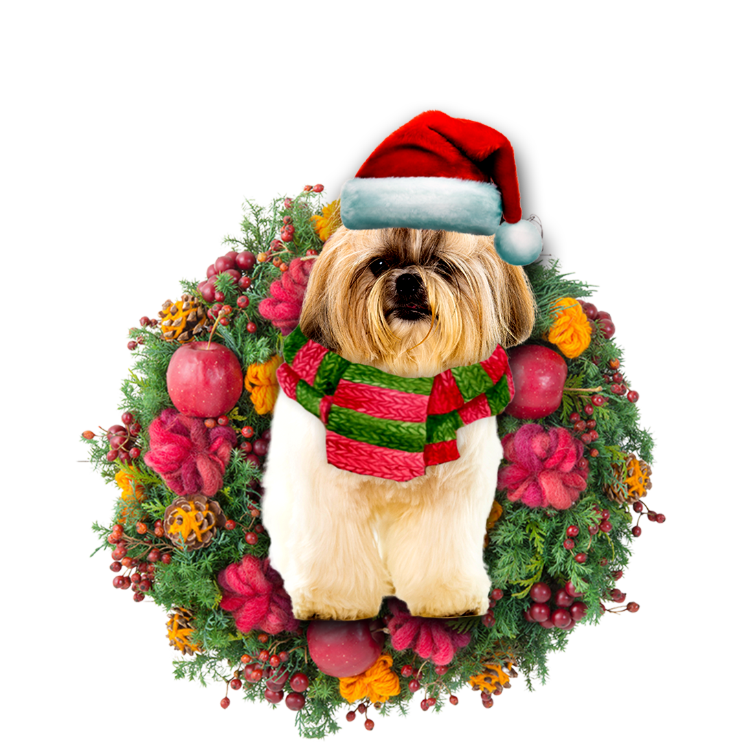 Godmerch- Ornament- Shih Tzu Christmas Ornament, Happy Christmas Ornament, Car Ornament