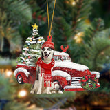 Godmerch- Ornament- Siberian Husky 2-Christmas Car Two Sided Ornament, Happy Christmas Ornament, Car Ornament