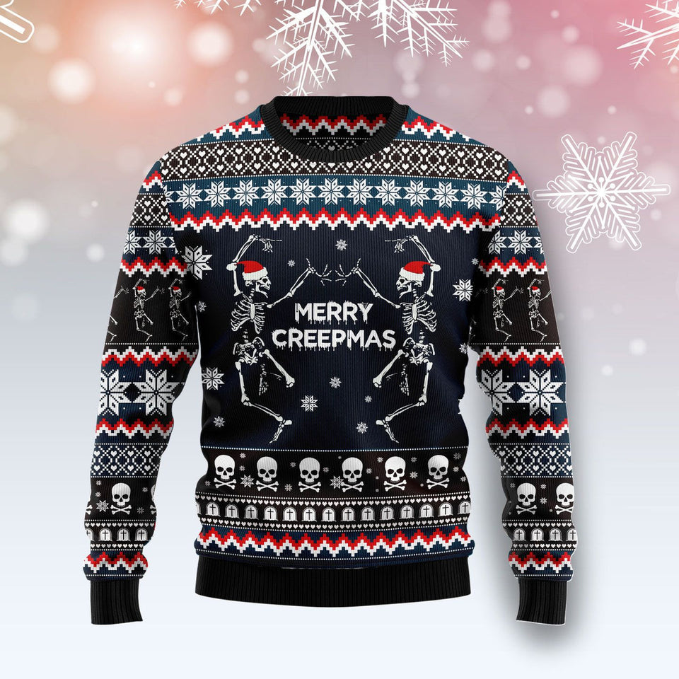 Skeleton Merry Creepmas Ugly Christmas Sweater 