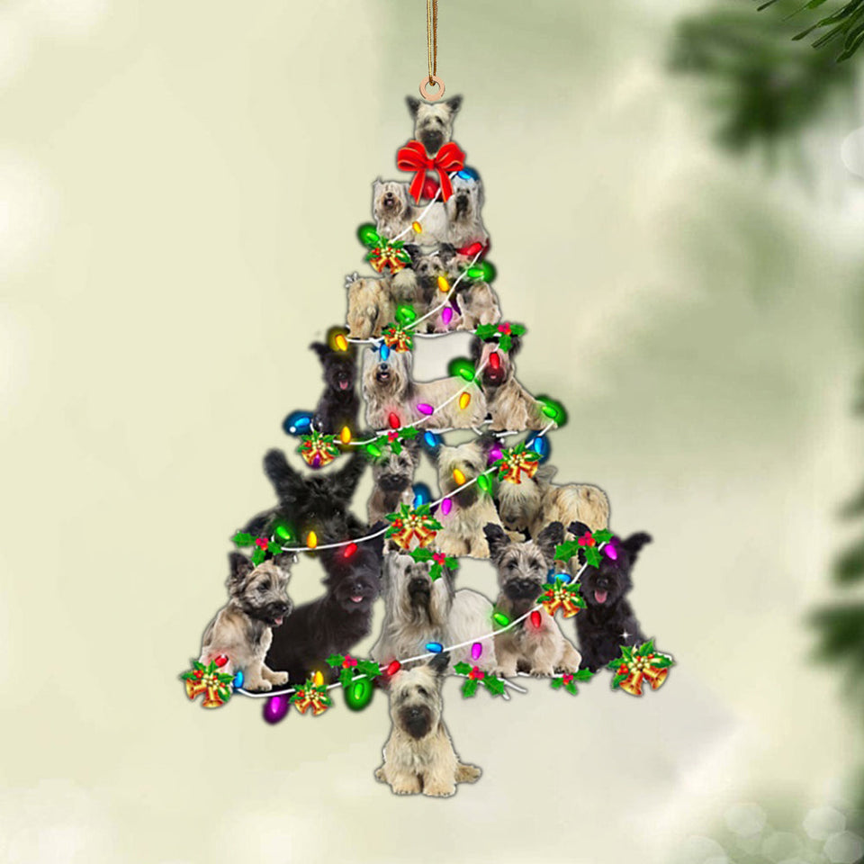 Ornament- Skye Terrier-Christmas Tree Lights-Two Sided Ornament, Happy Christmas Ornament, Car Ornament