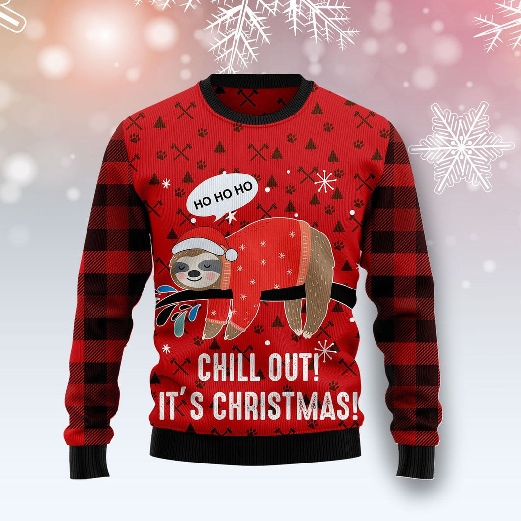 Sloth Chill Out Christmas Ugly Christmas Sweater 