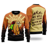 Sloth Hiking Ugly Christmas Sweater 