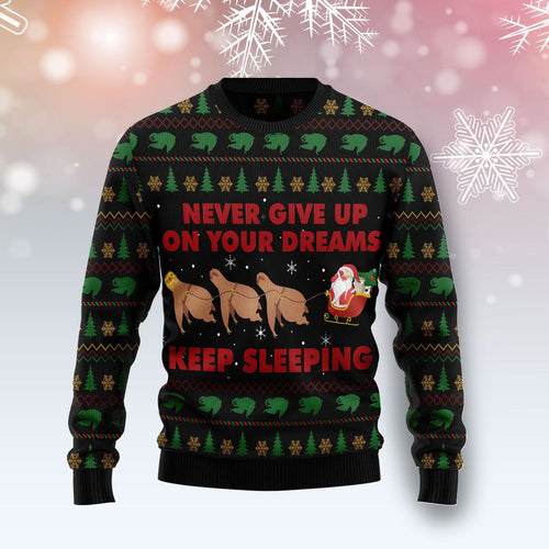 Sloth Keep Sleeping Ugly Christmas Sweater 