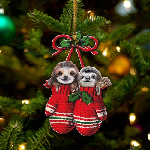 Ornament- Sloth Inside Your Gloves Christmas Holiday-Two Sided Ornament, Christmas Ornament, Car Ornament