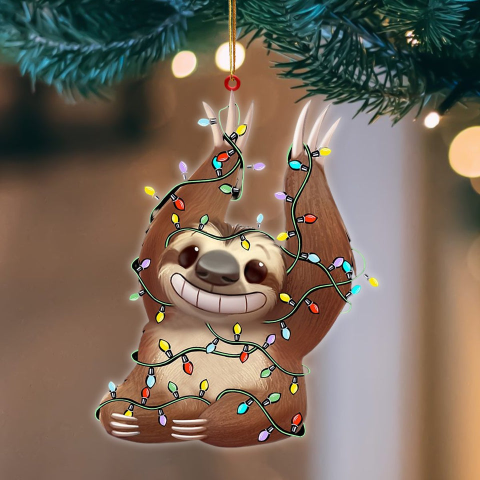 Godmerch- Ornament- Sloth Christmas Light Hanging Ornament Dog Ornament, Car Ornament, Christmas Ornament