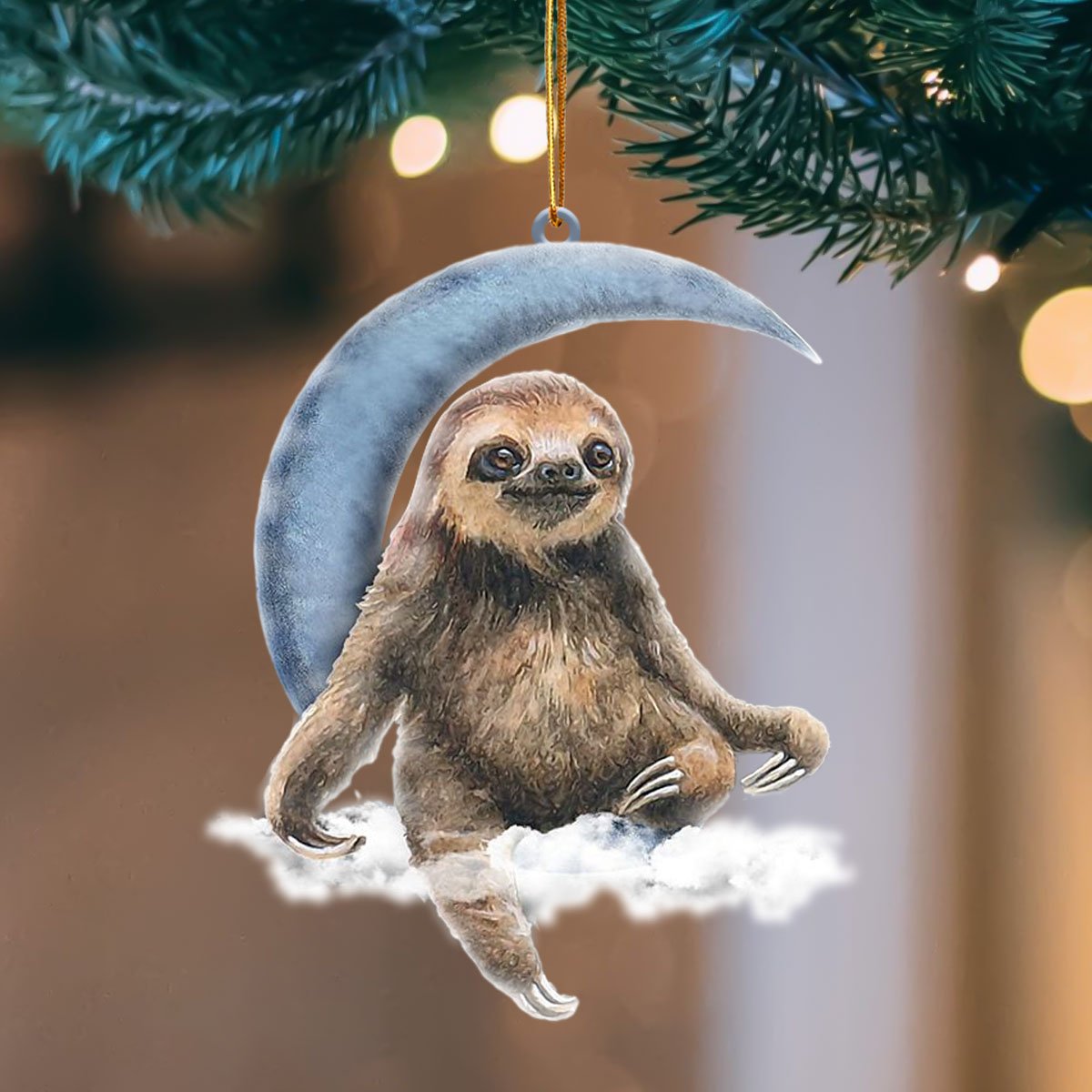 Sloth Blue Moon Hanging Ornament, Animal Christmas Ornaments