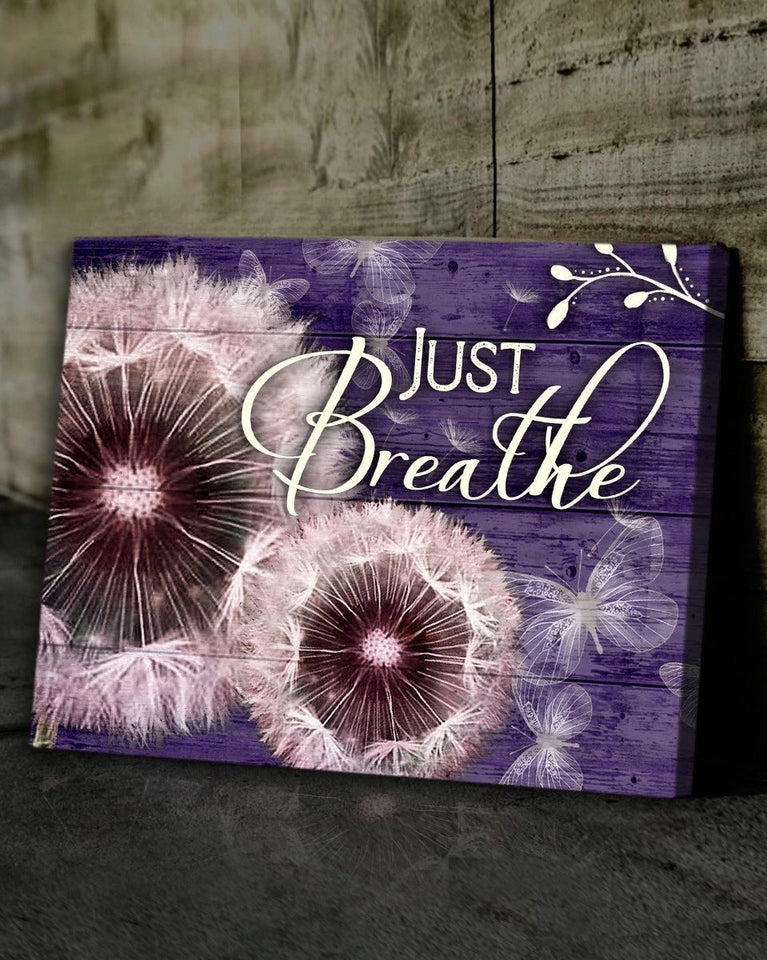 Dandelion just breath purple background Jesus - Matte Canvas