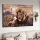 Lion of Judah Lambs of God A peaceful day of the lion and the lamb - Matte Canvas