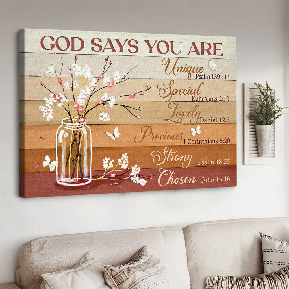 Baby cotton flower White butterfly God says you are - Matte Canvas