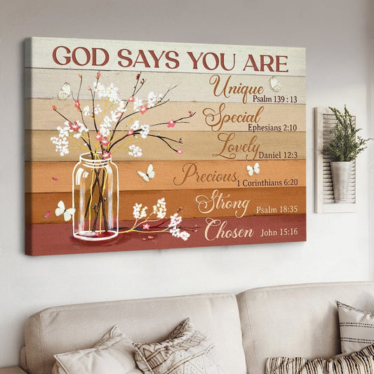 Baby cotton flower White butterfly God says you are - Matte Canvas
