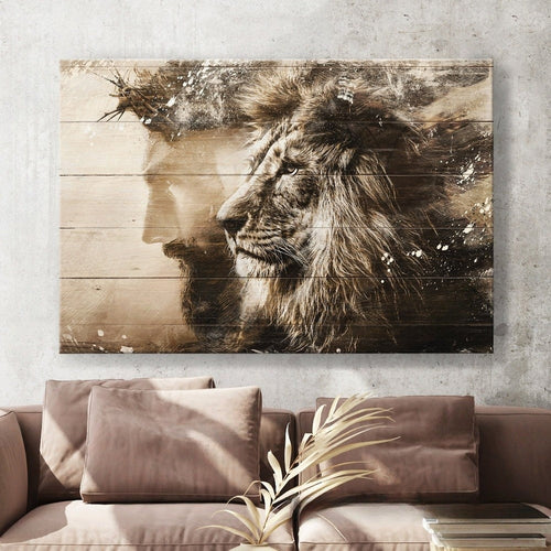 Jesus Profile Lion of Judah - Matte Canvas