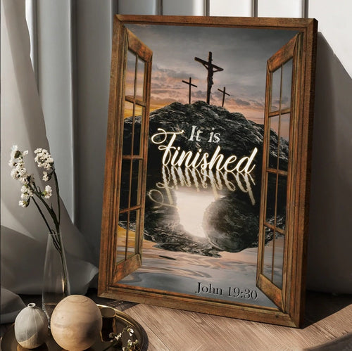 Cross sunset Jesus It is finished - Matte Canvas