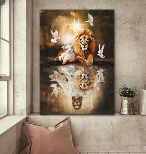 Jesus lion of Judah Cross Sheep of Judah Animal of Judah- Matte Canvas